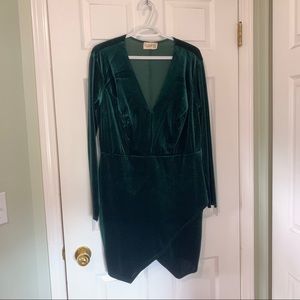 Green velvet body con dress